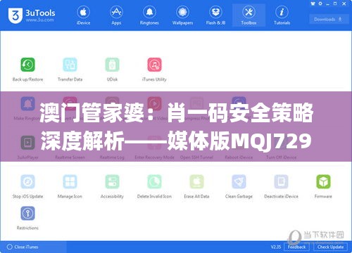 澳门管家婆：肖一码安全策略深度解析——媒体版MQJ729.88