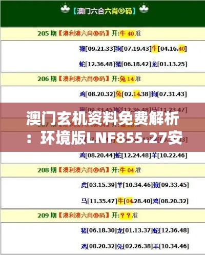 澳门玄机资料免费解析：环境版LNF855.27安全攻略