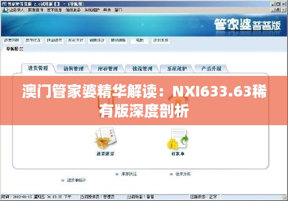 澳门管家婆精华解读：NXI633.63稀有版深度剖析