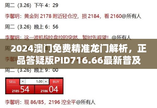 2024澳门免费精准龙门解析，正品答疑版PID716.66最新普及版