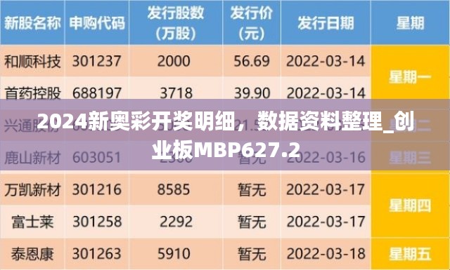 2024新奥彩开奖明细，数据资料整理_创业板MBP627.2