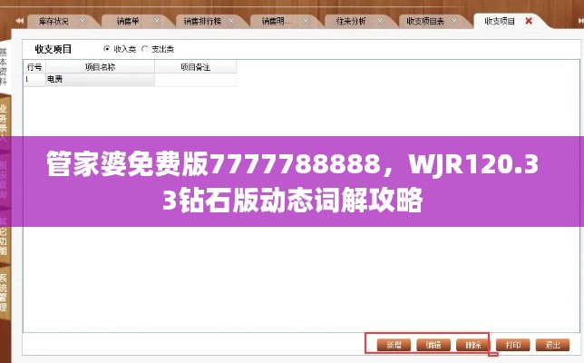 管家婆免费版7777788888，WJR120.33钻石版动态词解攻略