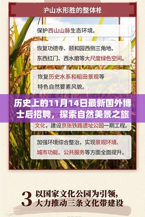 历史上的11月14日，博士后招聘与探索自然美景之旅启程启幕，梦想与心灵平静之旅开启！