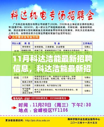 11月科达洁能最新招聘信息发布，求职者的福音